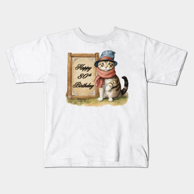 Happy 80th Birthday Kids T-Shirt by JnS Merch Store